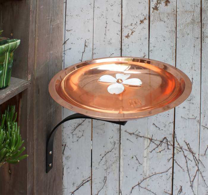 Achla Copper Dogwood Birdbath w/Wall Bracket